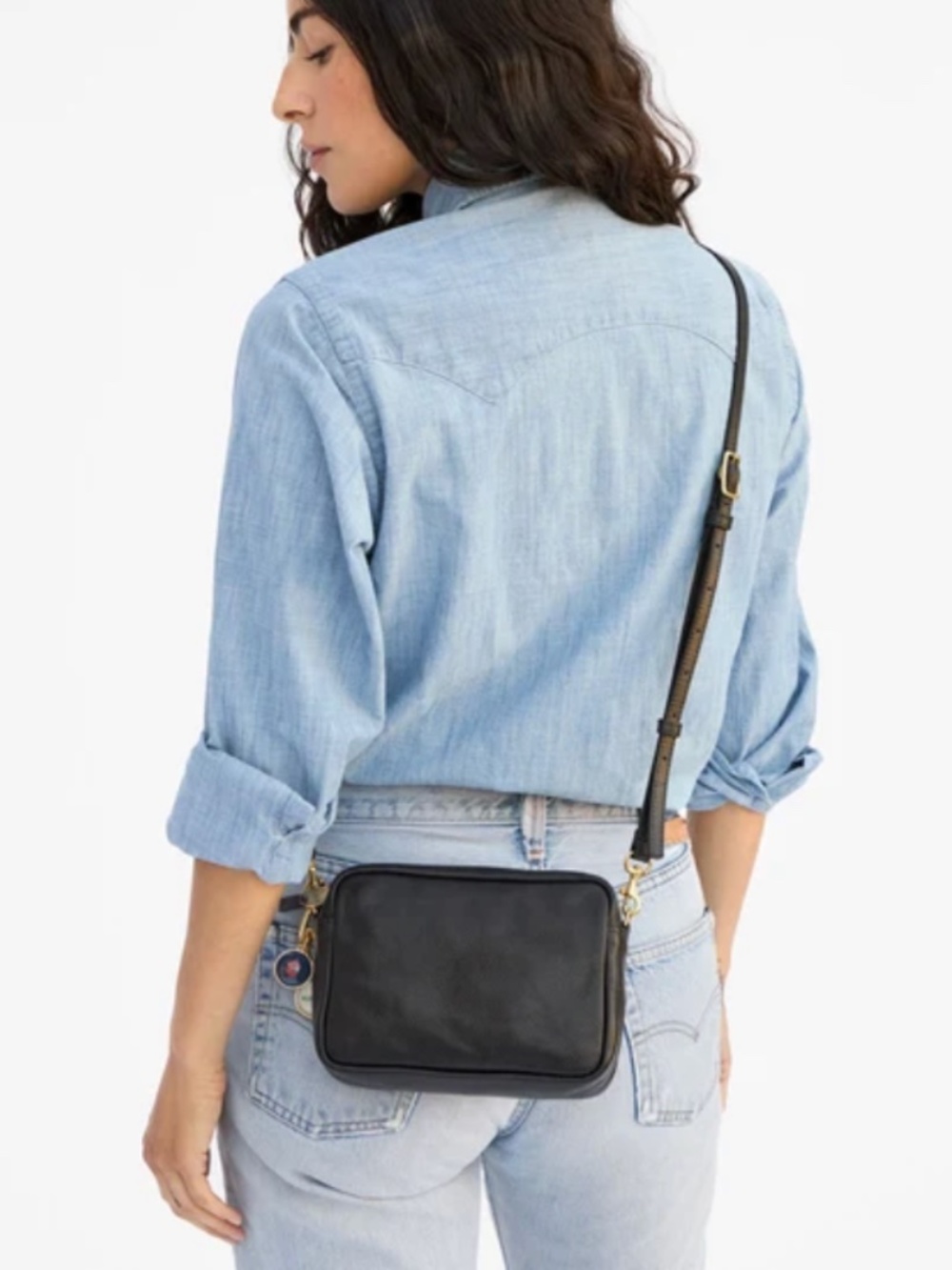 Clare V. Midi Sac in Black Petit Caviar